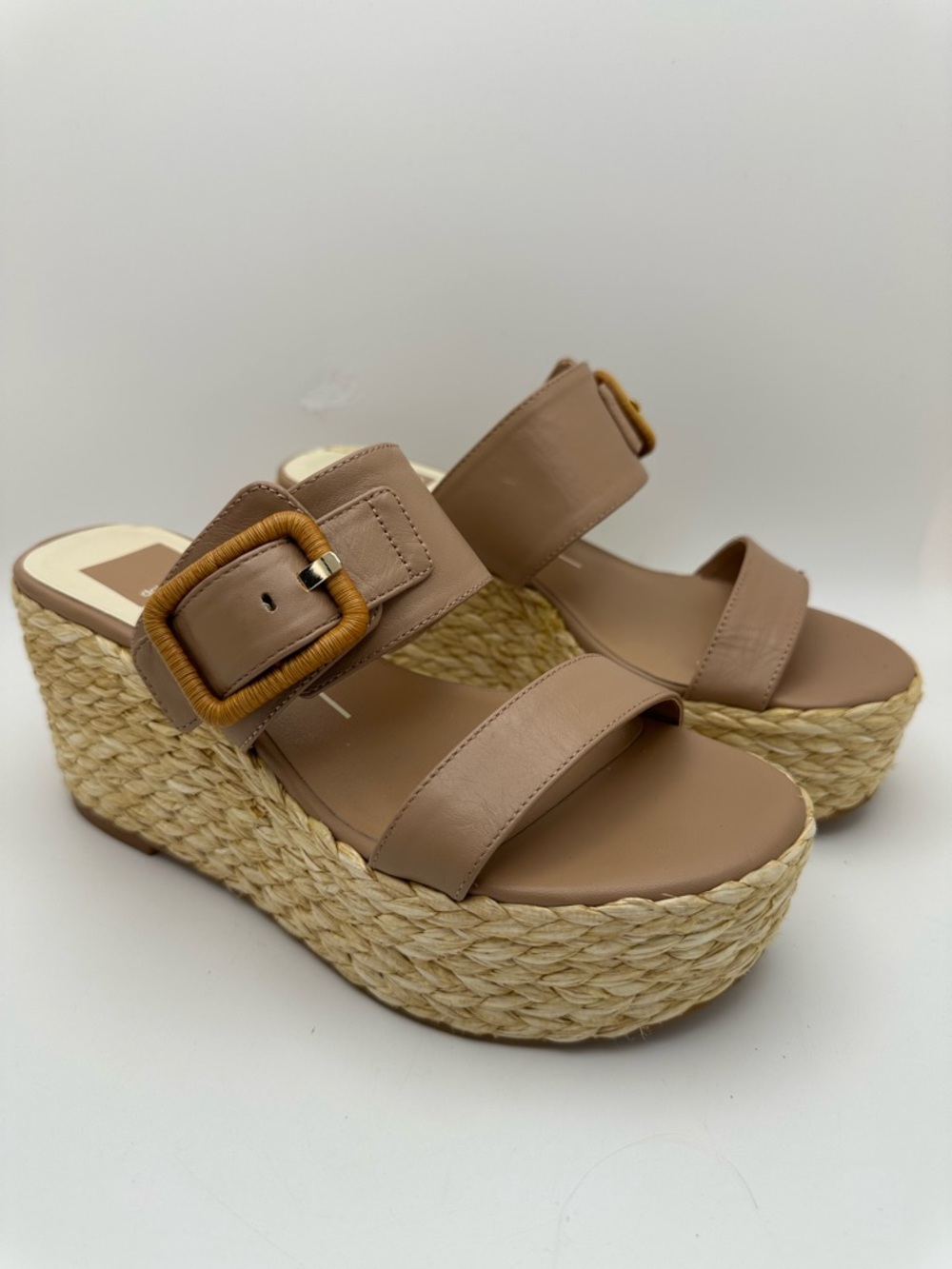 Dolce Vita Raffia Woven Platform Wedge Sandals Coastal Resort Vacation Size 7 - Picture 3 of 12